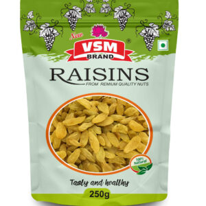 VSM Premium Raisins | Seedless Kishmish | Natural Sweet Taste | Energy & Fiber Rich | 250gm pack