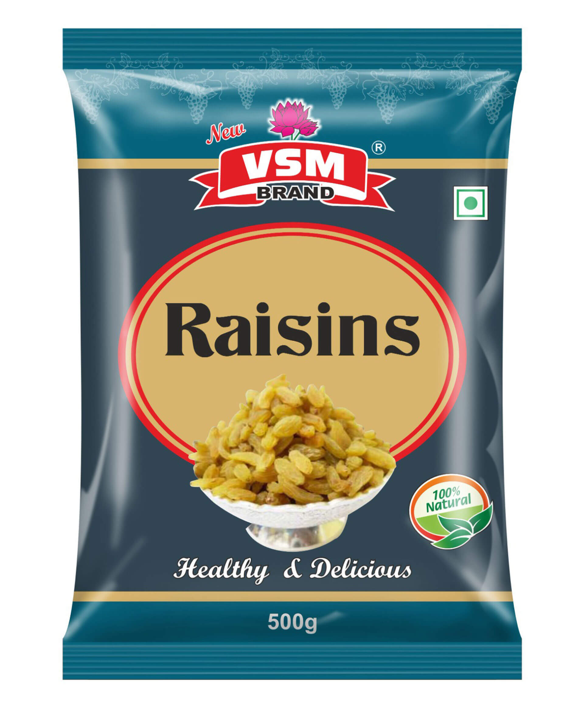 VSM Premium Raisins | Seedless Kishmish | Natural Sweet Taste | Energy & Fiber Rich | 500gm pack